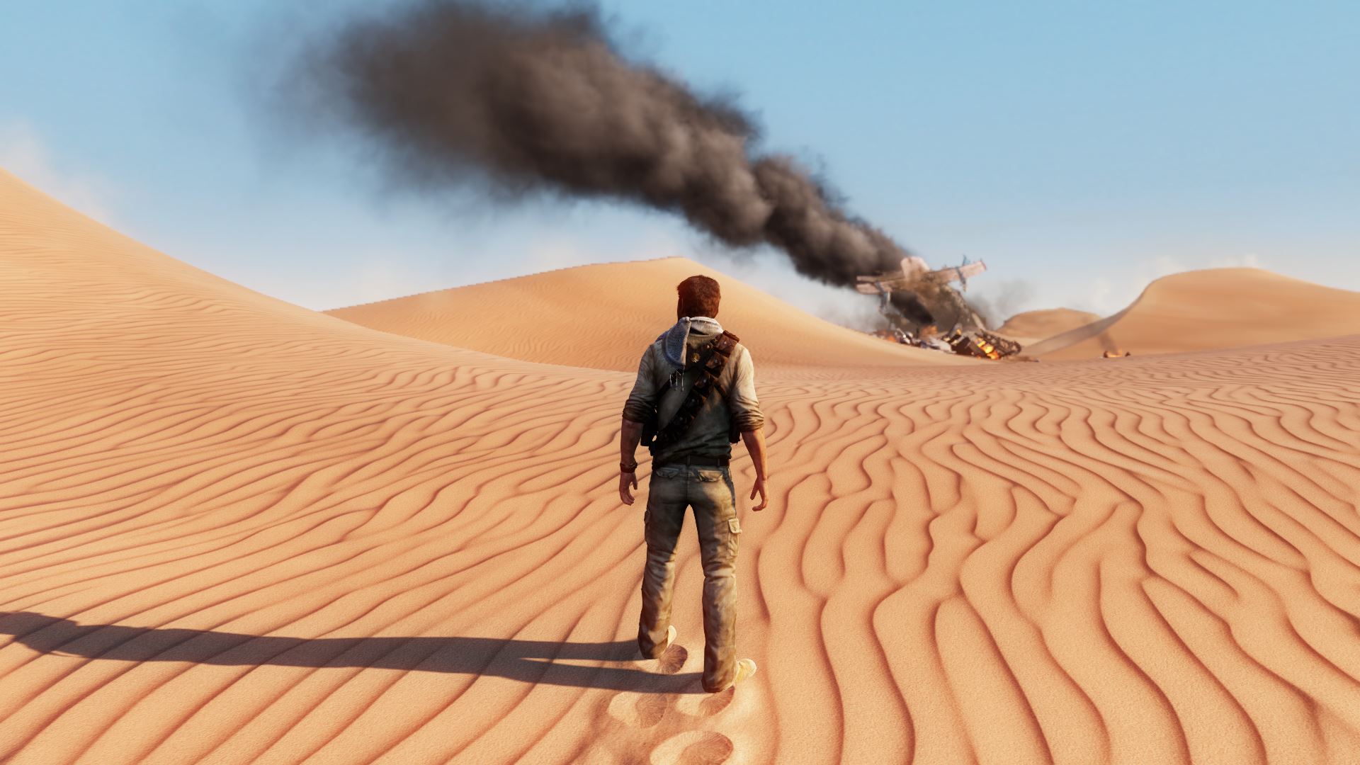Благодаря компасу путники вышли. Uncharted 3. Drake's Deception Remastered. Анчартед пустыня. Duna игра пустыня. Человек в пустыне.